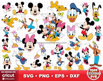 Lot de cliparts Mickey et ses amis : fichiers de coupe SVG pour Cricut/Silhouette (accessoires créatifs)