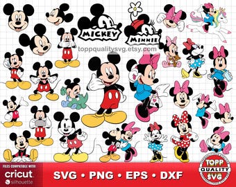 Mickey and Minnie Mouse clipart bundle: SVG cut files for Cricut / Silhouette (craft supply)