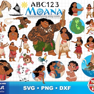 Moana clipart bundle + alphabet, printable craft supply, Moana svg cut files for Cricut / Silhouette, Moana png, dxf files, instant download