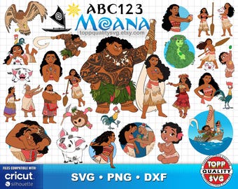 Moana clipart bundle + alphabet, printable craft supply, Moana svg cut files for Cricut / Silhouette, Moana png, dxf files, instant download