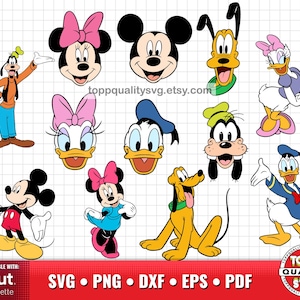 Mickey and friends clipart set, printable craft suply, Mickey mouse svg cut files for Cricut / Silhouette, Donald Duck svg png, eps files