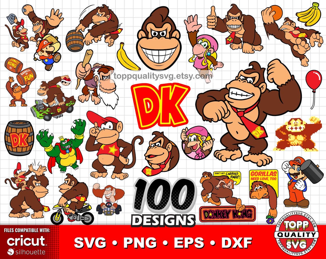Donkey Kong 100 Cliparts Bundle: SVG Cut Files for Cricut / Silhouette ...