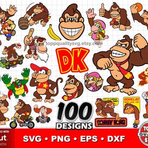 Donkey Kong 100 cliparts bundle, printable craft supply, Donkey Kong svg cut files for Cricut / Silhouette, Donkey Kong png, eps, dxf files