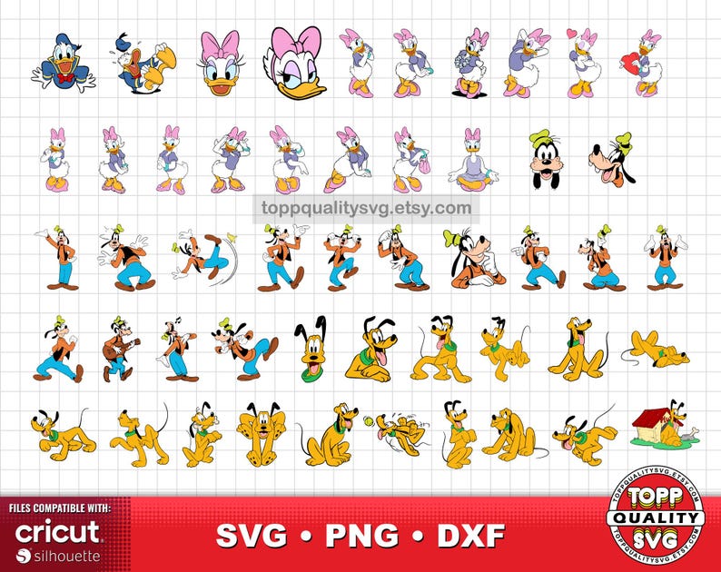 Mickey and Friends 100 cliparts bundle: SVG cut files for Cricut / Silhouette (craft supply) image 4