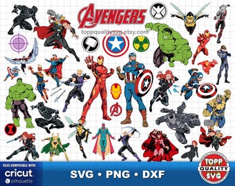 Avengers Clipart Bundle: SVG-, PNG-, DXF-Dateien (druckbares Bastelmaterial)
