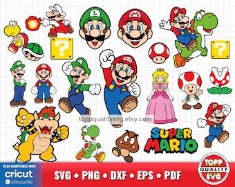 Super Mario clipart set: SVG cut files for Cricut / Silhouette (printable craft supply)