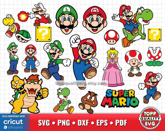 Super Mario clipart set: SVG cut files for Cricut / Silhouette (printable craft supply)