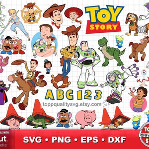 Toy Story Clipart Bundle + Alphabet, Bastelbedarf, Toy Story svg schnitt Dateien für Cricut / Silhouette, Toy Story png, sofort-Download