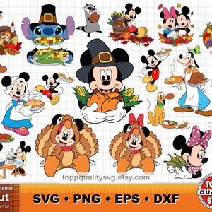 Mickey & Friends Thanksgiving clipart bundle: SVG cut files for Cricut / Silhouette (craft supply)