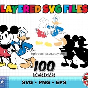 Classic Mickey and Friends 100 cliparts bundle: SVG files for Cricut / Silhouette (craft supply) image 5