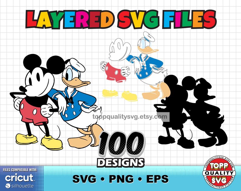 Classic Mickey and Friends 100 cliparts bundle: SVG files for Cricut / Silhouette (craft supply) image 5