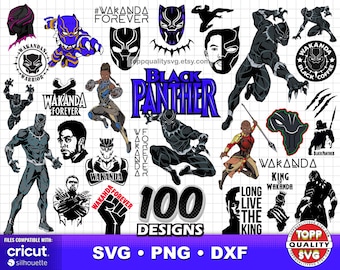 Schwarzer Panther 100 Cliparts Bundle: SVG-Schnittdateien für Cricut / Silhouette (Bastelzubehör)