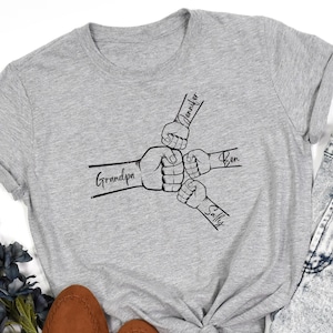 Custom Fist Bump Dad Shirt With Kids Names, Personalized Tee Gift for Father&#39;s Day, Gift for Grandpa, New Dad Tee, Personalized Daddy Shirt