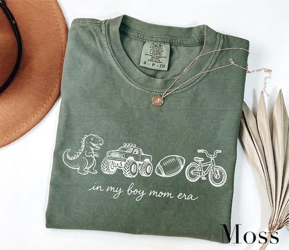 In My Boy Mom Era T-Shirt, Trendy Sports Mom Tee, Football Monster Truck Graphic Shirt, Cute Dinosaur Mama Top, Boy Mom Aesthetic Design