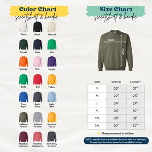 a chart showing the size of a sweatshirt