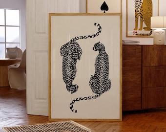Contemporary Monochrome Cheetah Print: Safari-Inspired Minimalist Wall Art for Modern Home Decor