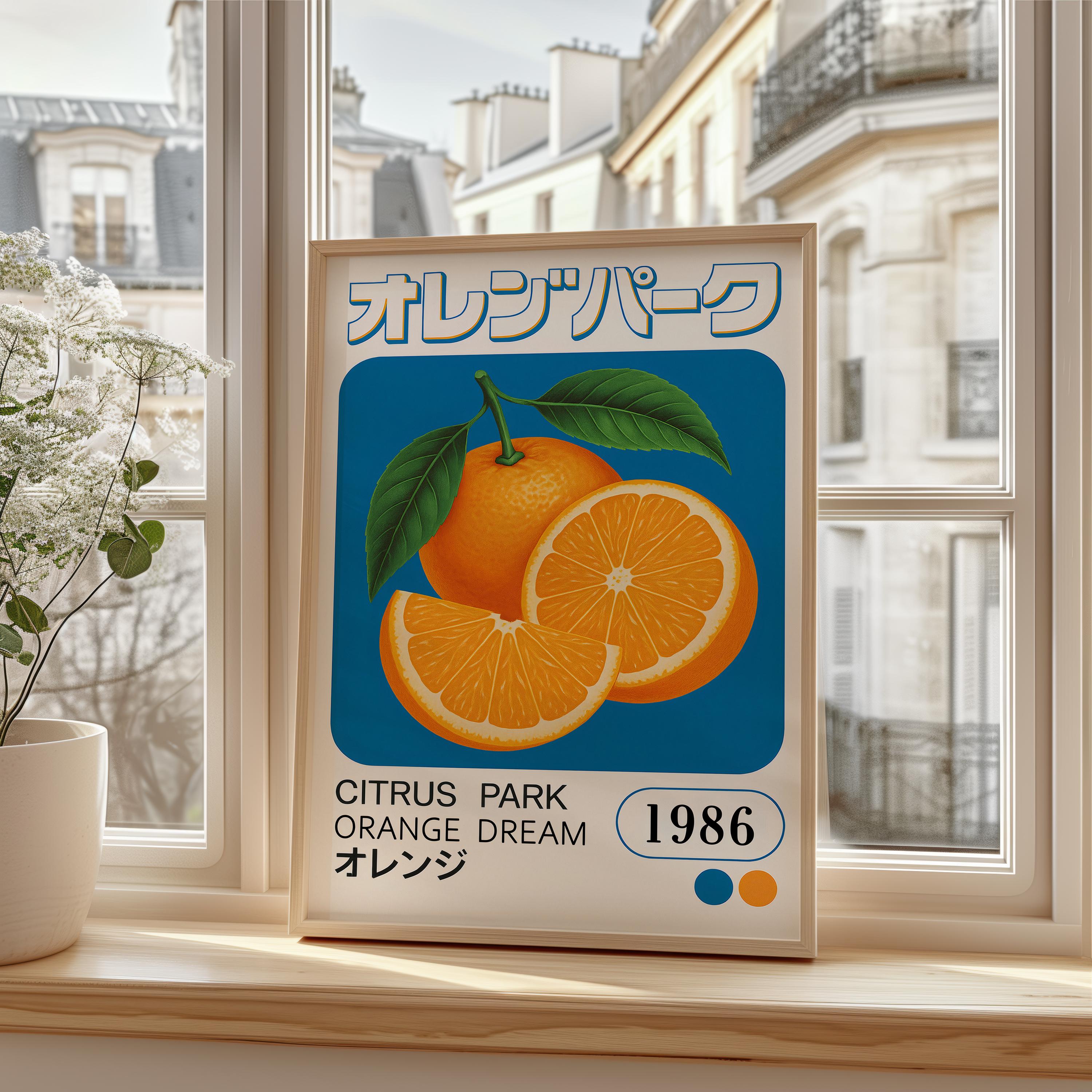 Vintage Japanese Citrus Fruit Wall Art | Retro Orange 1980s