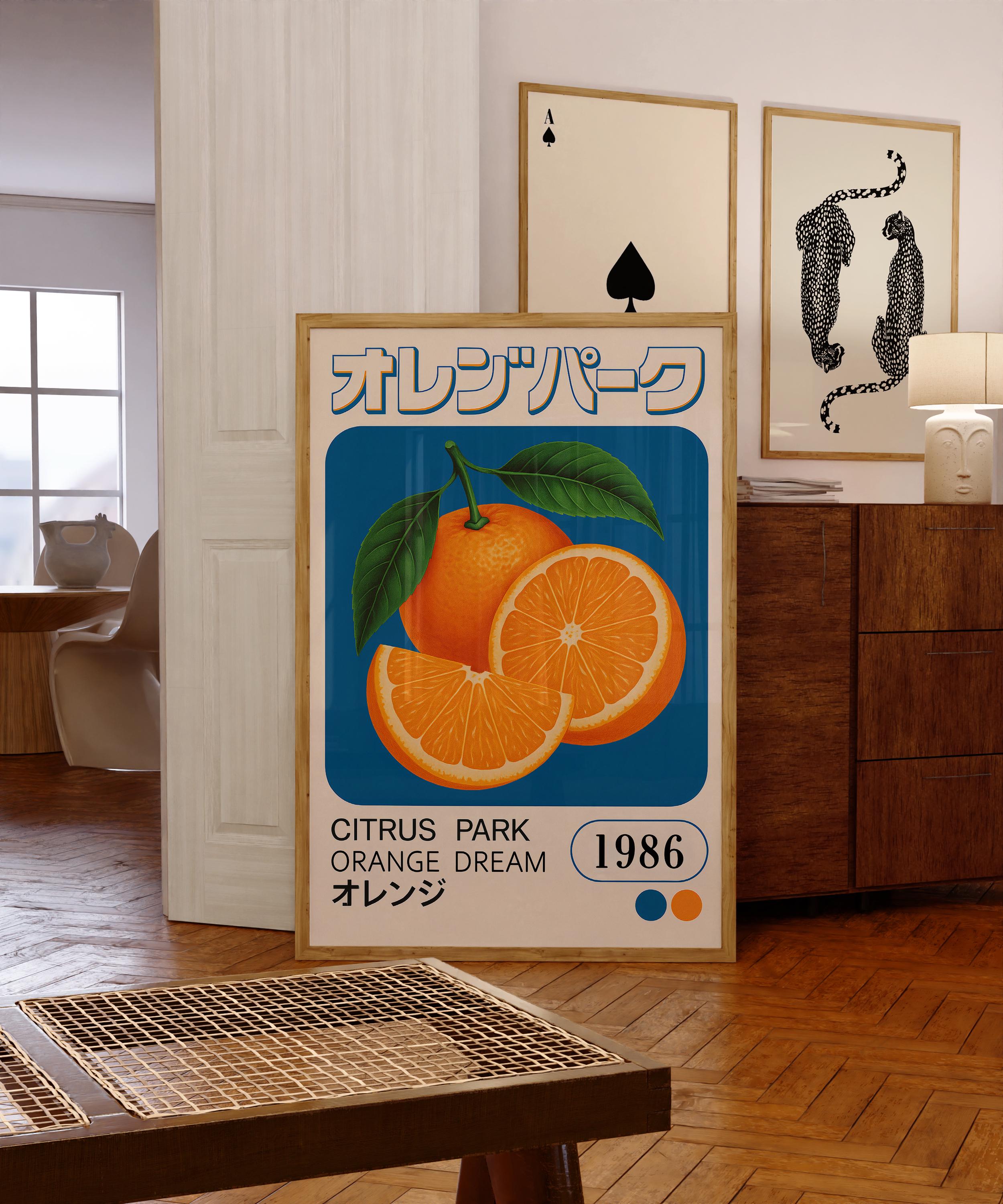 Vintage Japanese Citrus Fruit Wall Art | Retro Orange 1980s