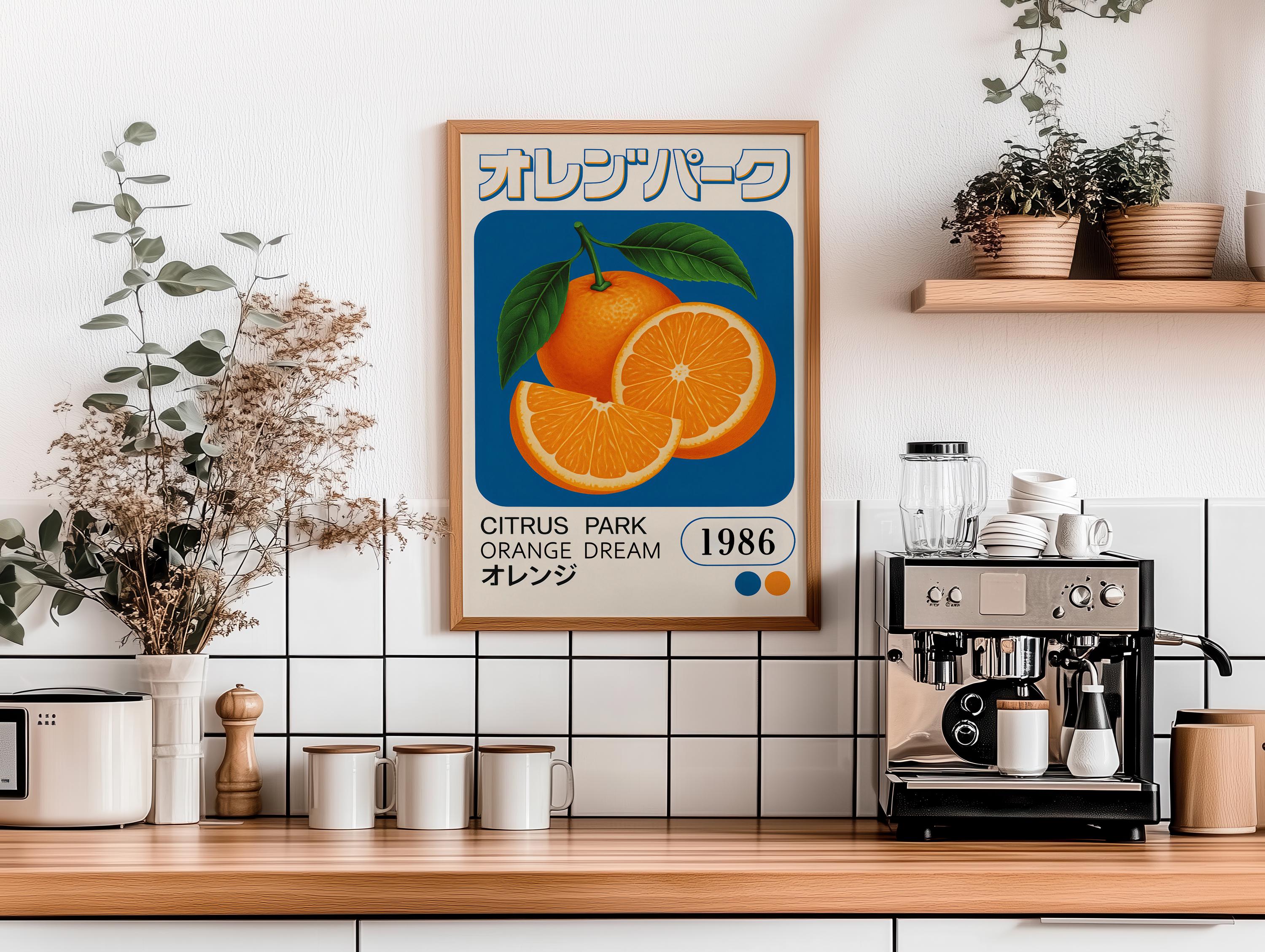 Vintage Japanese Citrus Fruit Wall Art | Retro Orange 1980s