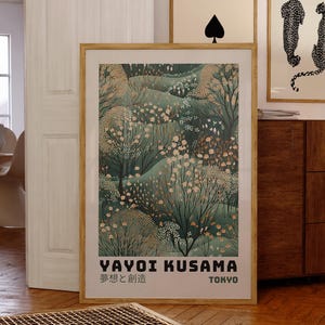Serene Japanischer Kunstdruck: Yayoi Kusama inspiriertes Zen Natur Poster für elegante Wanddekoration