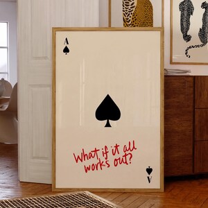 Elegante stampa di asso di picche da poker: arte murale minimalista da casinò per decorazioni motivazionali con giochi di carte