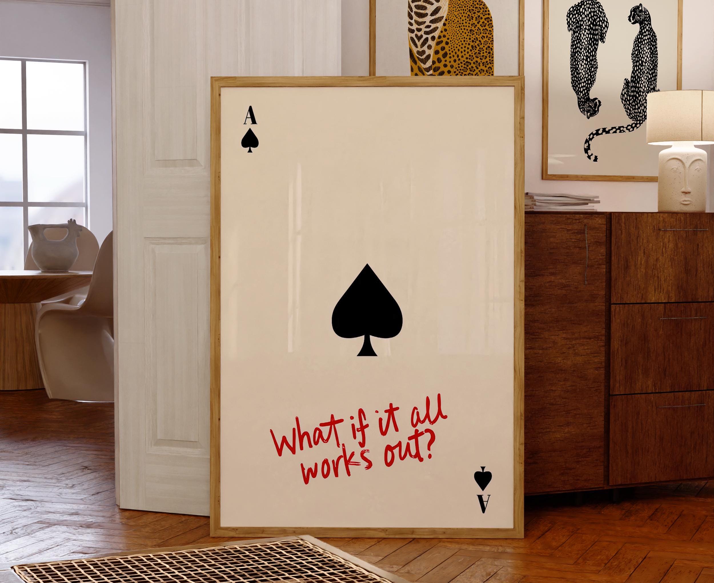 Elegant Ace of Spades Poker Print: Minimalist Casino Wall Art for Motivational Card Game Decor