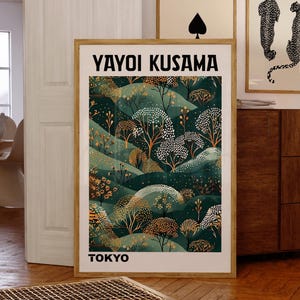 Serene Japanese Landscape Art Print: Kusama-Inspired Tokyo Nature Poster for Minimalist Decor