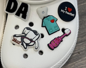Adornos dentales para Crocs de la Sra. Flossy™ / Accesorios para zapatos con temática del Hada de los Dientes
