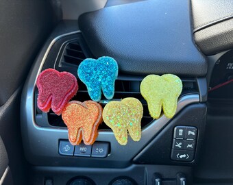 Sparkly Tooth Car Freshener | Glitter Dental Vent Clip Air Freshener