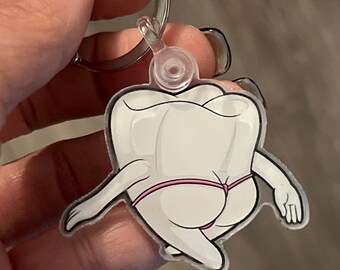 Dental Floss Keychain, Tooth Keychain, Flossy Keychain, Dental Hygiene Keychain, Dental Gifts, Dental Assistant, Dental Hygiene Gift
