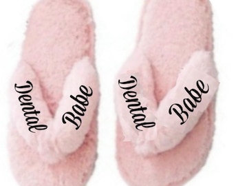 Cozy Dental Babe Slippers | Tooth Fairy House Shoes, Pink or Black