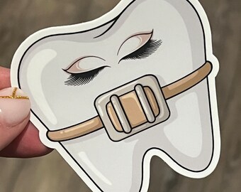 Dental Braces Sticker, Orthodontist Gift, Tooth Decal
