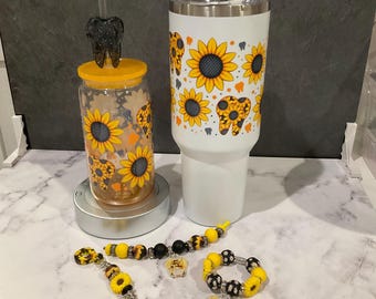 Sunflower Tooth Libbey Glass Tumbler | Dental Iced Coffee Cup Gift