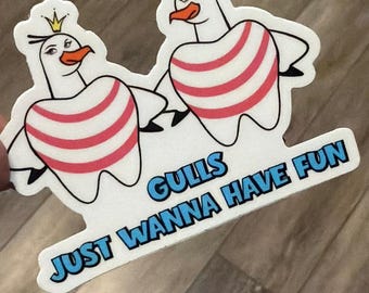 SeaGulls Just Want to have Fun, Dental Stickers | Teeth Stickers, Dental Humor, Character, Hygienist Gift, Dental Assistant, Teeth Whitening