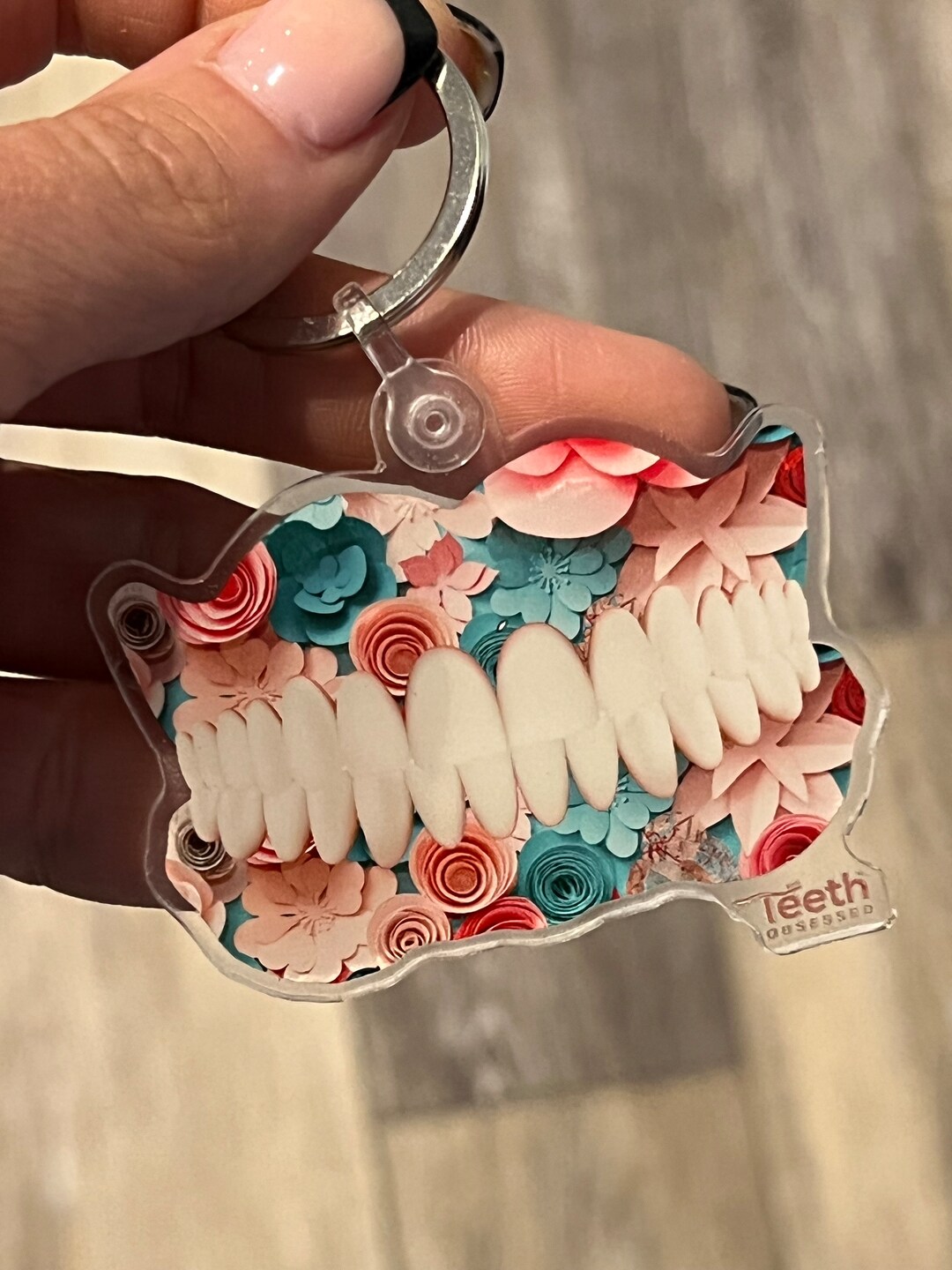 Rose Denture Keychain Dental Keychain Dentist Keychain Etsy