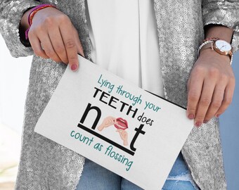Funny Dental Hygienist Cosmetic Bag | Dental Humor Canvas Pouch