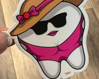 Funny Tooth Sticker, Dental Assistant, Hygienist, Waterproof Vinyl Decal