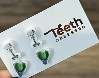 Dental Stud Earrings, Glitter Tooth, Dental Graduation Gift