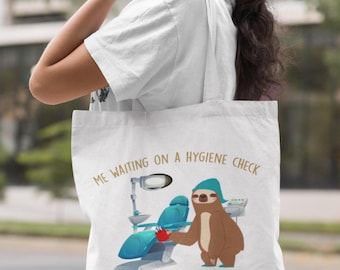 Dental Hygienist Tote, Tooth Anatomy Humor Canvas Bag, Dental Team DA Gift