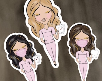 Dental Babe Sticker, Dental Hygienist Sticker, Tooth Sticker, Teeth Sticker, Dental Sticker, Dental Team Sticker