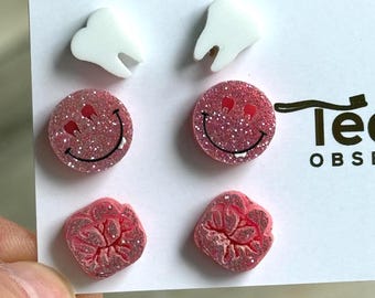 Glitter Tooth Earrings, Dental Assistant Gift, Handmade