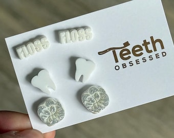 Dental Earrings, Teeth Earrings, Tooth Earrings, Glitter Tooth Earrings, Dental Hygiene Gift Dental Assistant, Dental Graduation