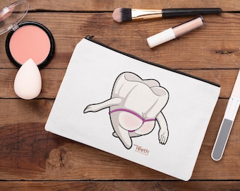 Mrs Flossy Canvas Makeup Bag | Dental Hygienist Toiletry Pouch