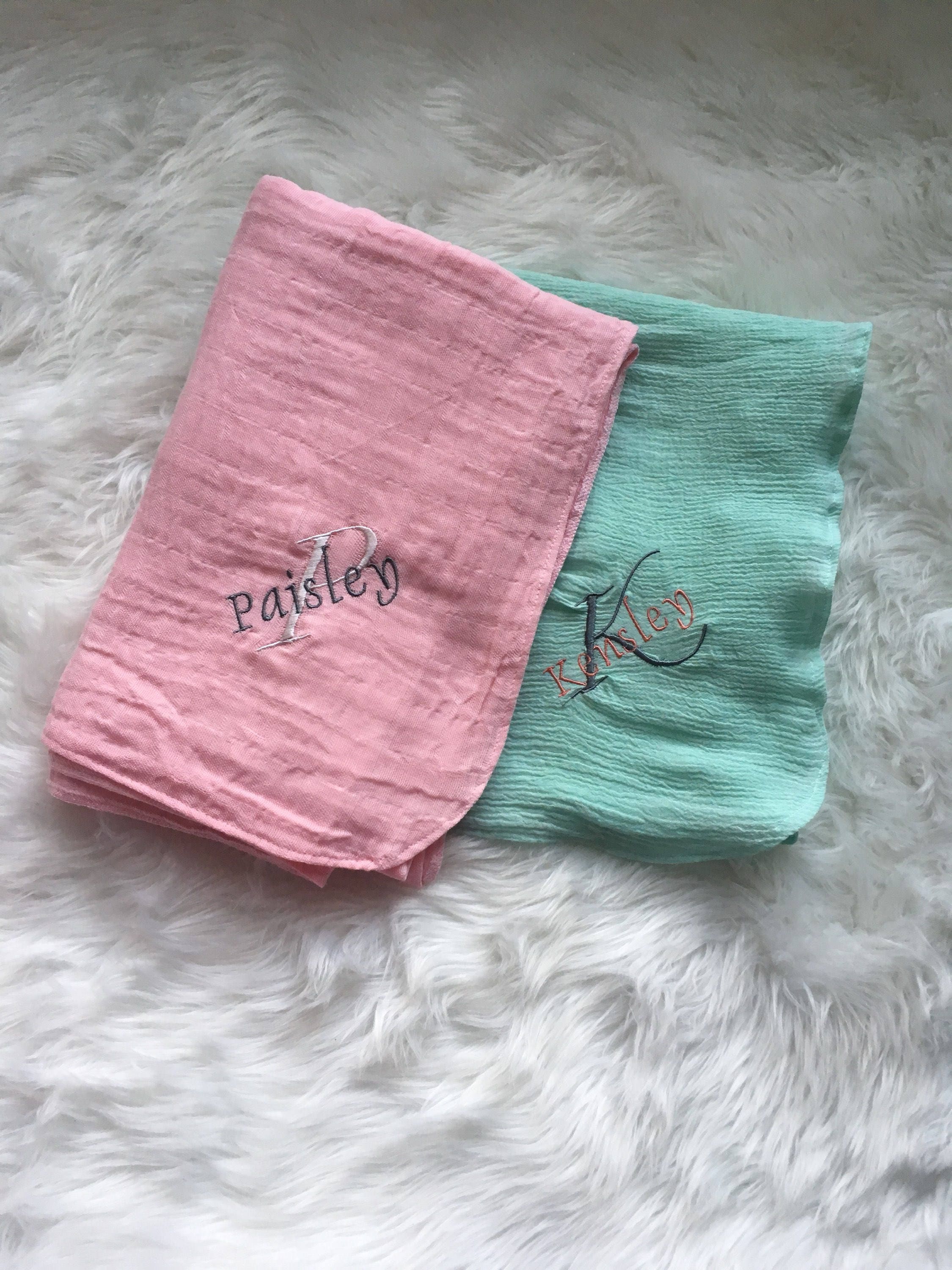 Personalized custom monogrammed cotton gauze swaddle blankets Etsy