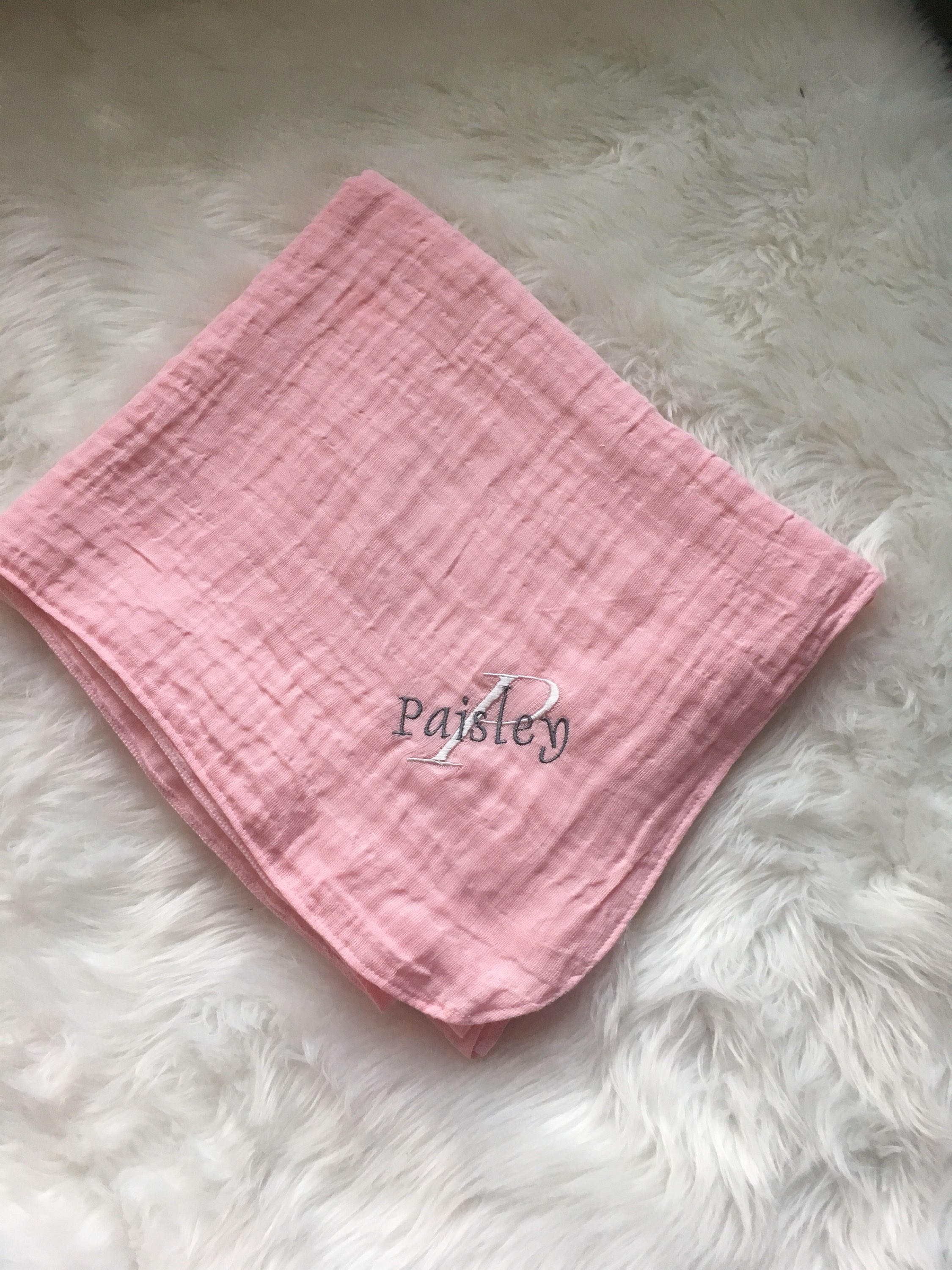 Personalized custom monogrammed cotton gauze swaddle blankets Etsy