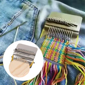 Small Wooden Darning Loom, Hand Weaving Frame for Mending Clothes Jeans, Mini Tapestry Loom Knitting Repair Tool