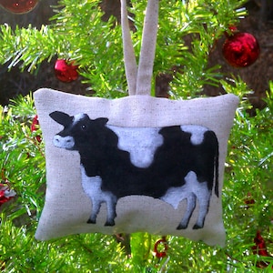 Holstein Cow Hand Stamped Ornament by SBMathieu image 1