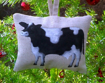 Holstein Cow Hand Stamped Ornament by SBMathieu