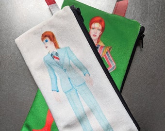 David Bowie Tribute Fan Art Velvet Zippered Bags by SBMathieu