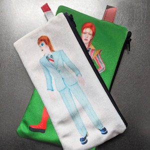 David Bowie Tribute Fan Art Velvet Zippered Bags by SBMathieu